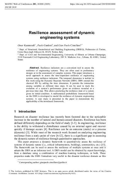 (PDF) Resilience assessment of dynamic engineering systems