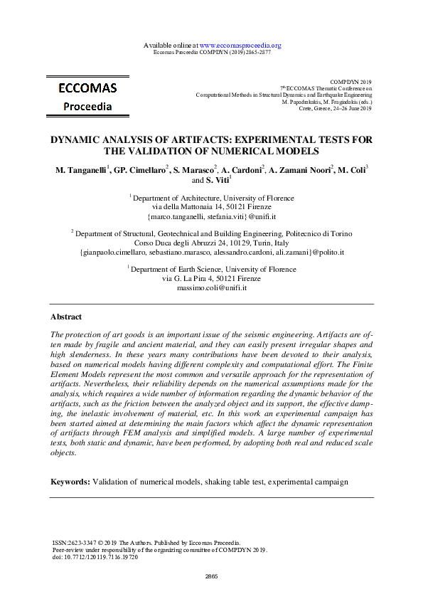 (PDF) Dynamic Analysis of Artifacts: Experimental Tests for the ...