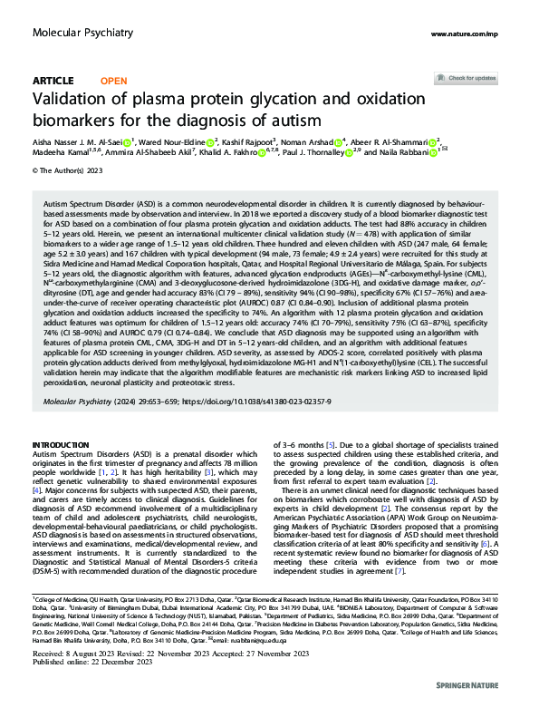 (PDF) Validation of plasma protein glycation and oxidation biomarkers ...