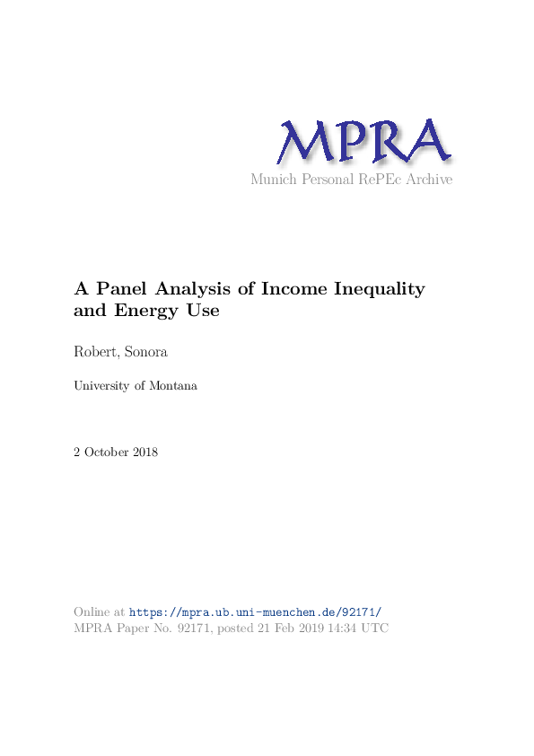 (PDF) A panel analysis of income inequality and energy use