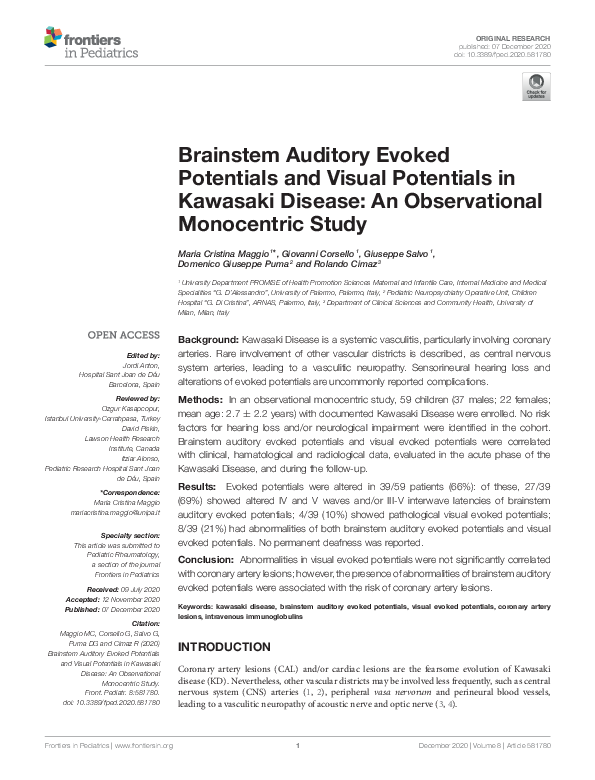 (PDF) Brainstem Auditory Evoked Potentials and Visual Potentials in ...