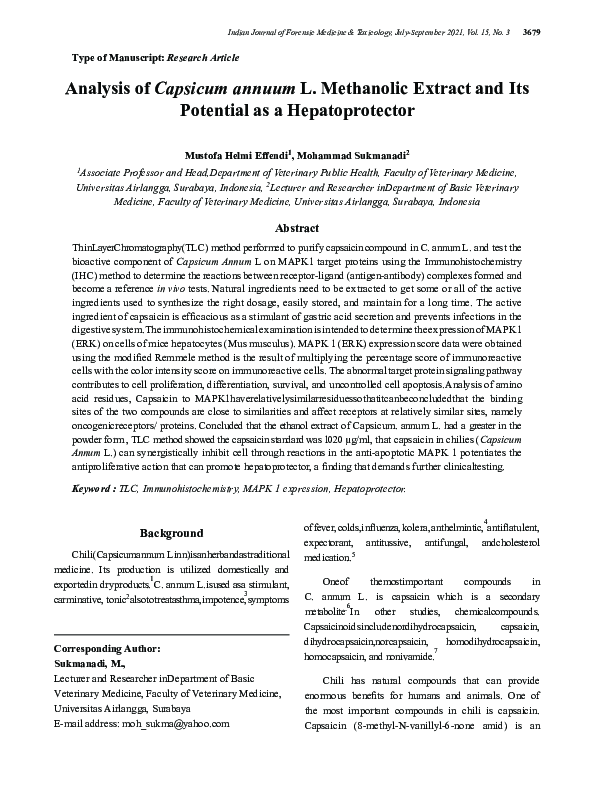 (PDF) Analysis of Capsicum annuum L. Methanolic Extract and Its ...