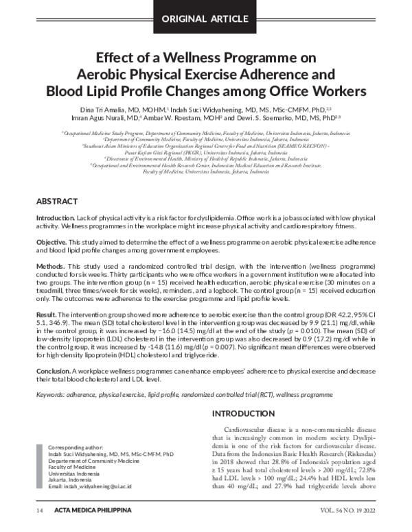 (PDF) Effect of a Wellness Programme on Aerobic Physical Exercise ...