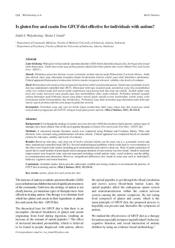 (PDF) Is gluten free and casein free (GFCF) diet effective for ...