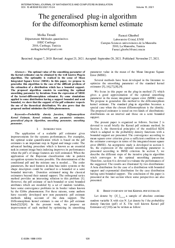 (PDF) The Generalised Plug-in Algorithm for the Diffeomorphism Kernel ...