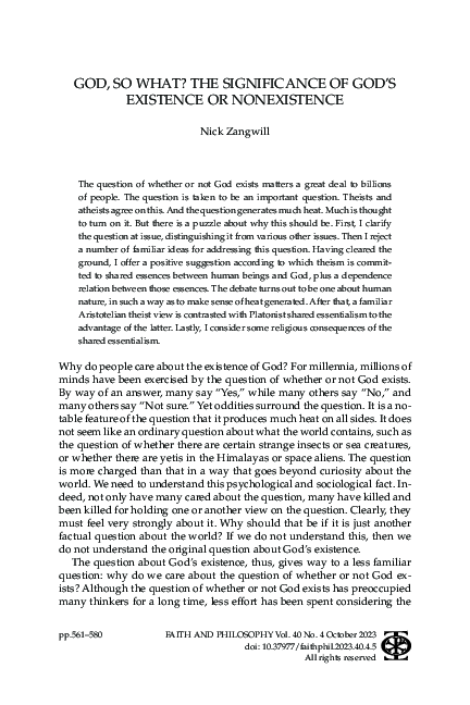(PDF) God, So What? The Significance Of God's Existence or Nonexistence