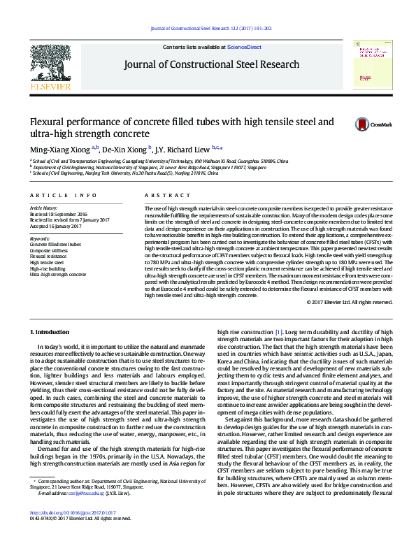 (PDF) Flexural performance of concrete filled tubes with high tensile ...
