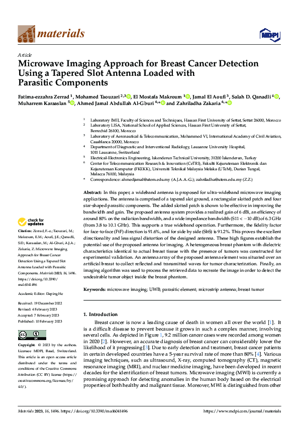 (PDF) Microwave Imaging Approach for Breast Cancer Detection Using a ...