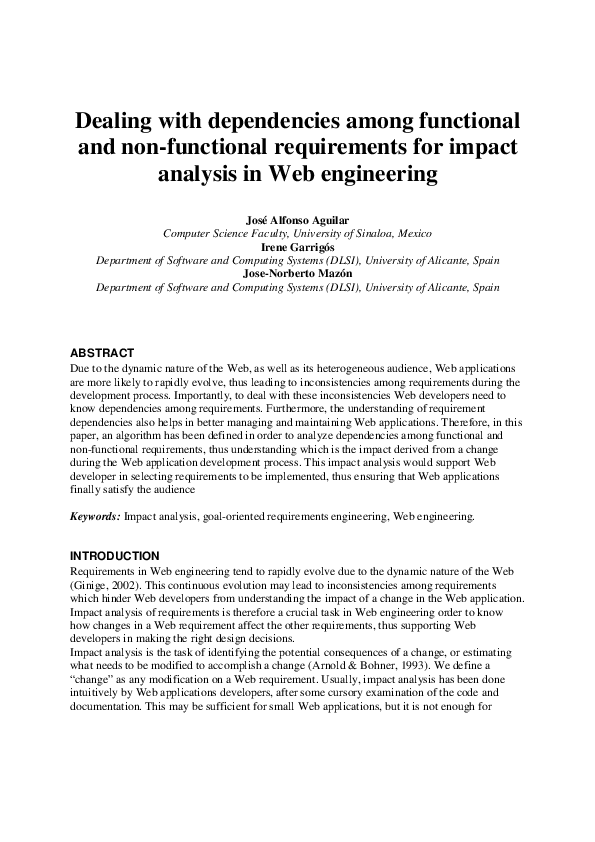 (PDF) Dealing with Dependencies among Functional and Non-functional ...