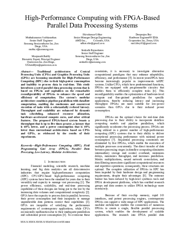 (PDF) High-Performance Computing with FPGA-Based Parallel Data ...