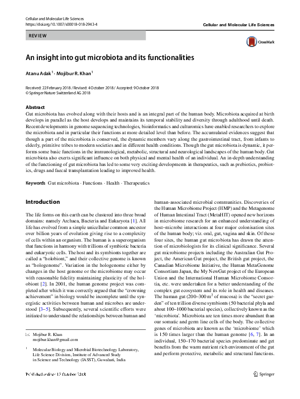 (PDF) An insight into gut microbiota and its functionalities