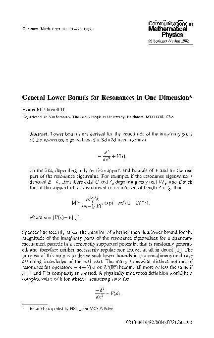 (PDF) General lower bounds for resonances in one dimension