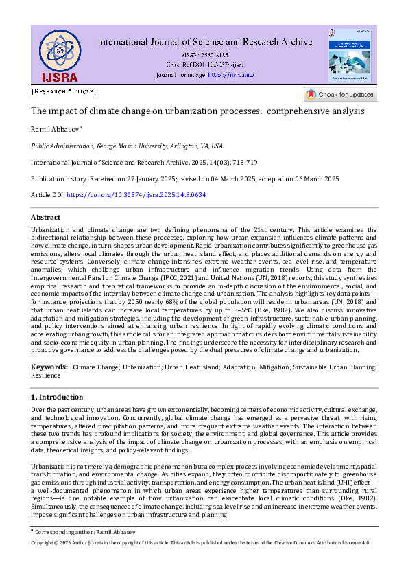 (PDF) The impact of climate change on urbanization processes ...