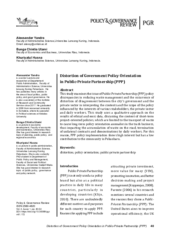 (PDF) Distortion of Government Policy Orientation in Public-Private ...