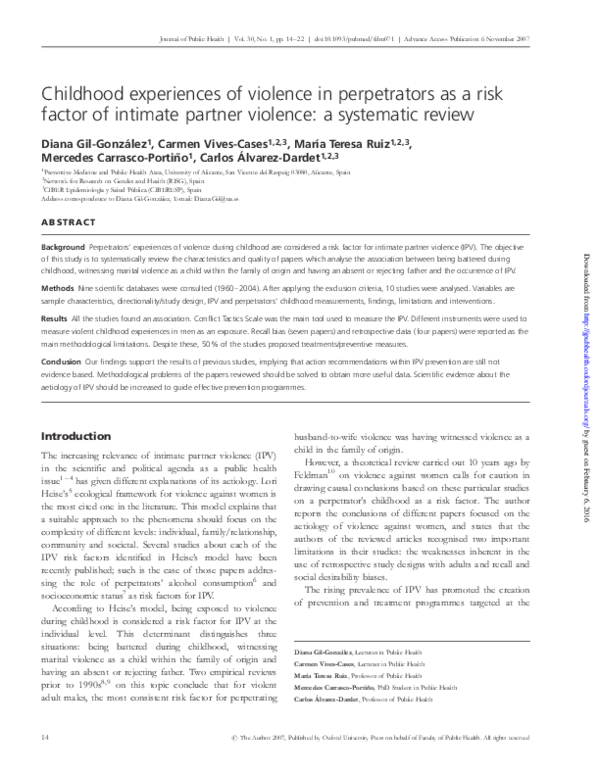 (PDF) Childhood experiences of violence in perpetrators as a risk ...
