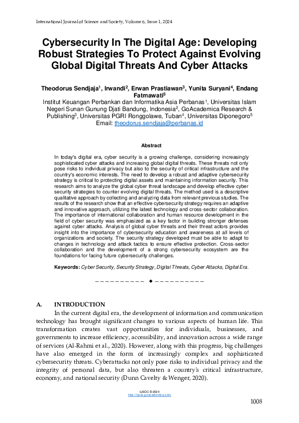 (PDF) Cybersecurity In The Digital Age: Developing Robust Strategies To ...