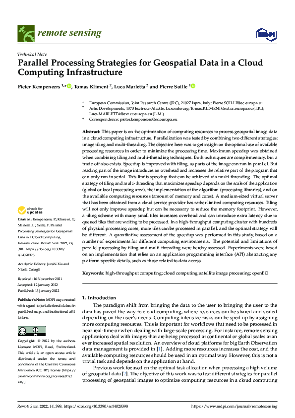 (PDF) Parallel Processing Strategies for Geospatial Data in a Cloud ...