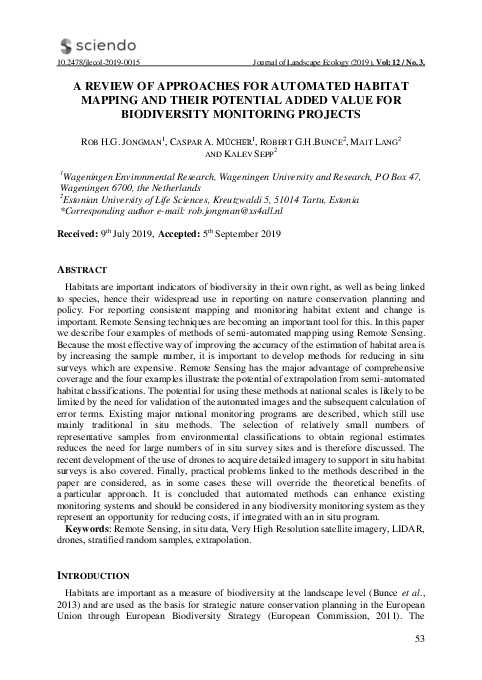 (PDF) A Review of Approaches for Automated Habitat Mapping and their ...
