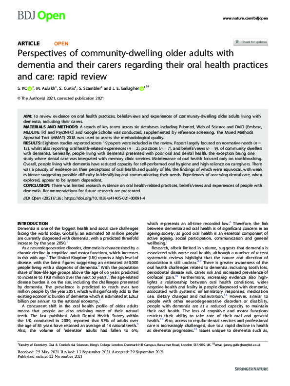 (PDF) Perspectives of community-dwelling older adults with dementia and ...