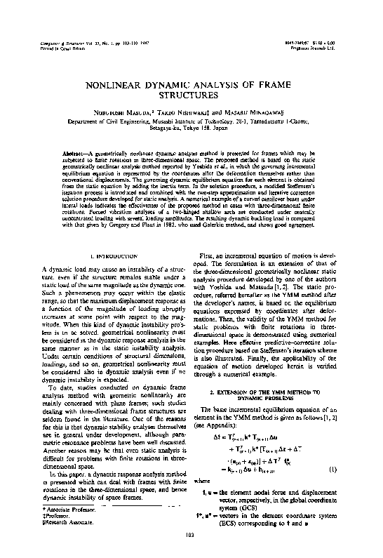 (PDF) Nonlinear dynamic analysis of frame structures