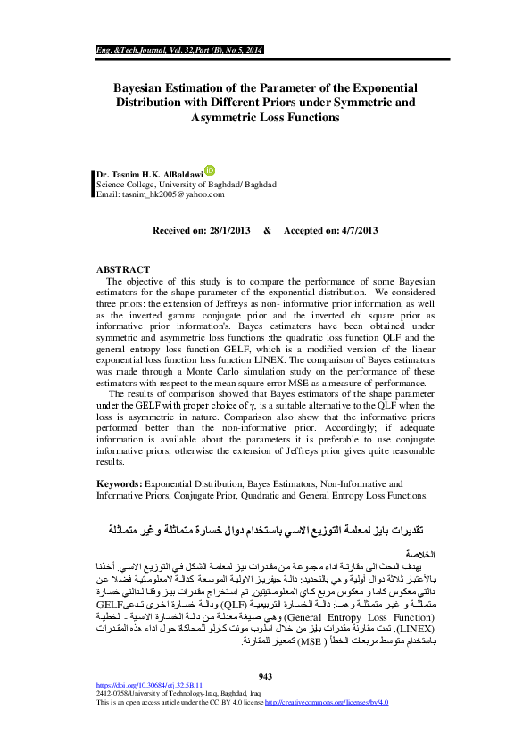 (PDF) Bayesian Estimation of the Parameter of the Exponential ...