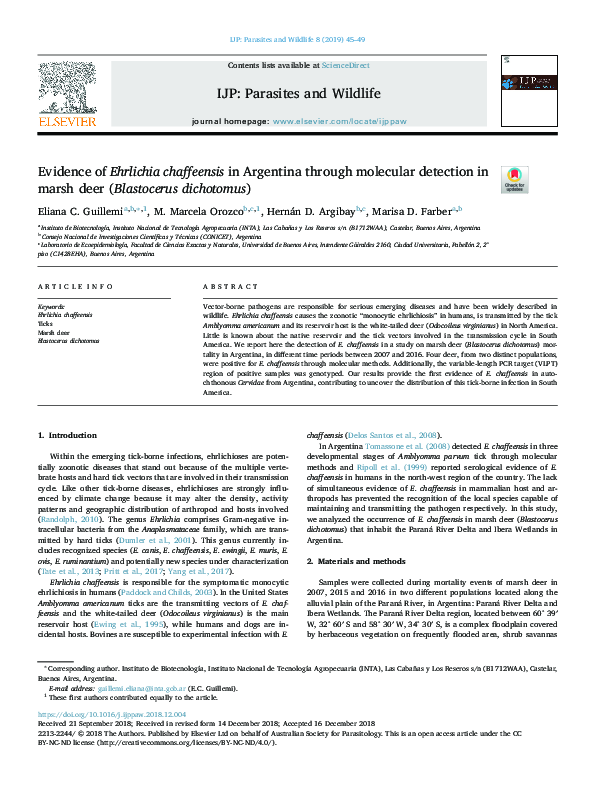 (PDF) Evidence of Ehrlichia chaffeensis in Argentina through molecular ...