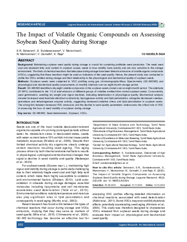 (PDF) The Impact of Volatile Organic Compounds on Assessing Soybean ...