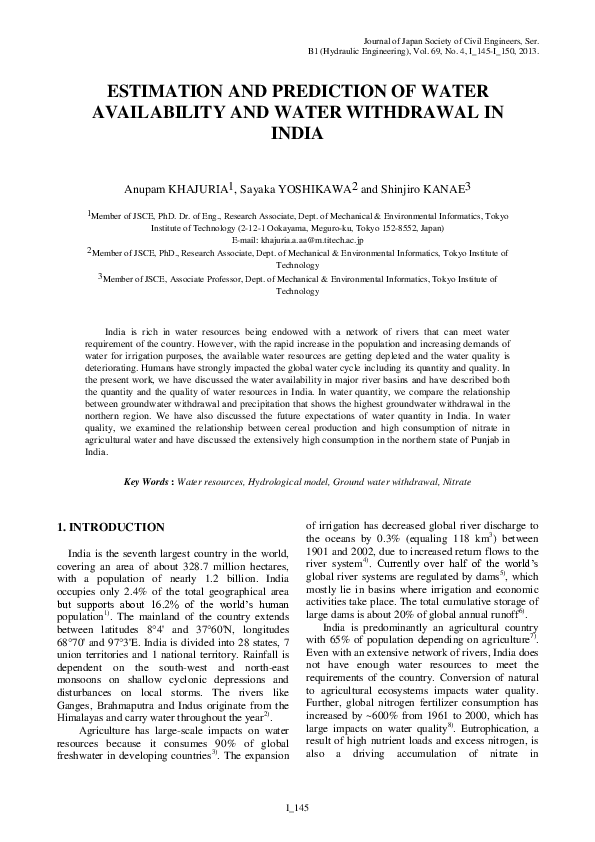(PDF) Estimation and Prediction of Water Availability and Water ...