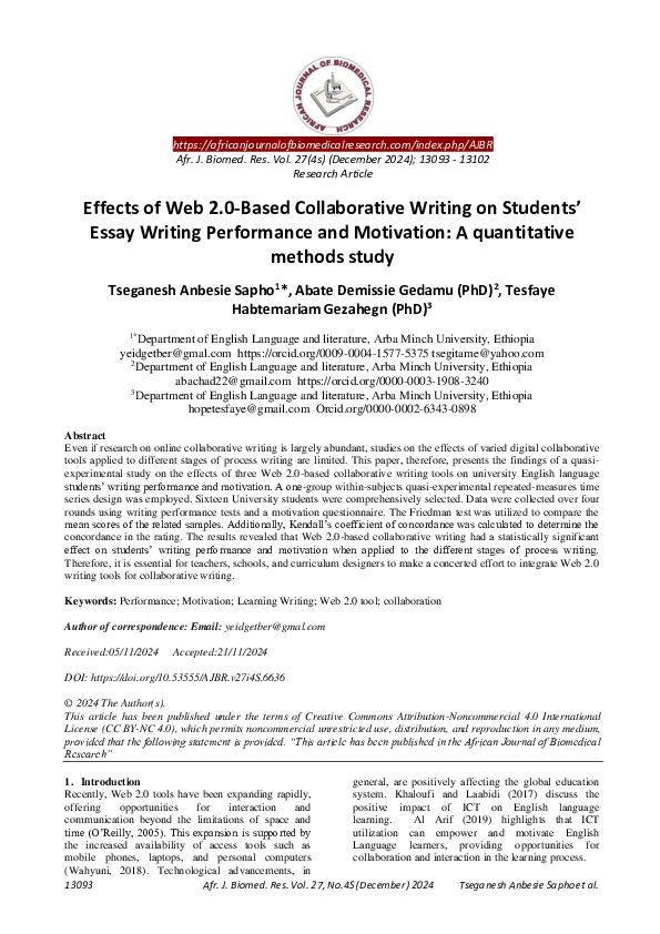 (PDF) Effects of Web 2.0-Based Collaborative Writing on Students' Essay ...