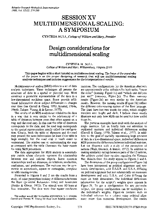 (PDF) Design considerations for multidimensional scaling