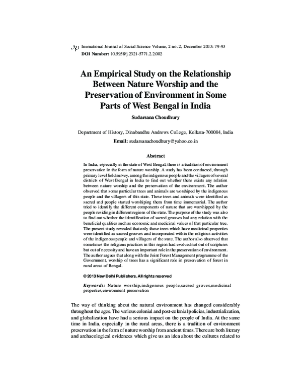 (PDF) An Empirical Study on the Relationship Between Nature Worship and ...