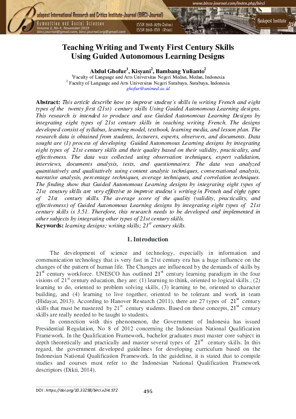 (PDF) Teaching Writing and Twenty First Century Skills Using Guided ...