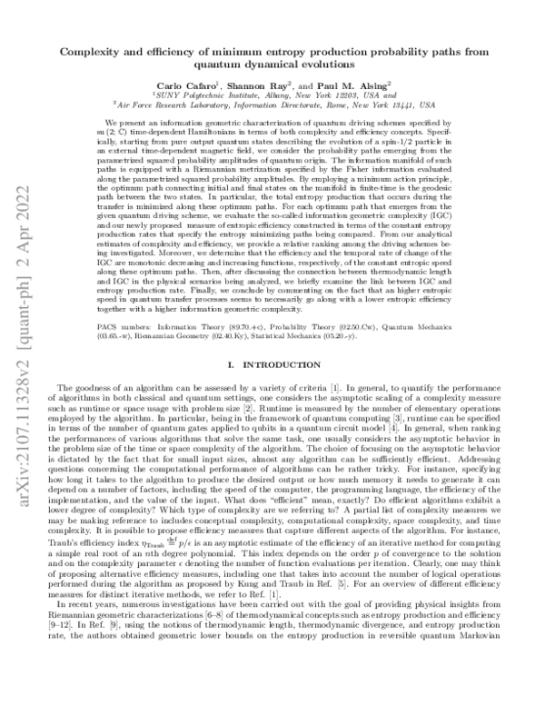(PDF) Complexity and efficiency of minimum entropy production ...