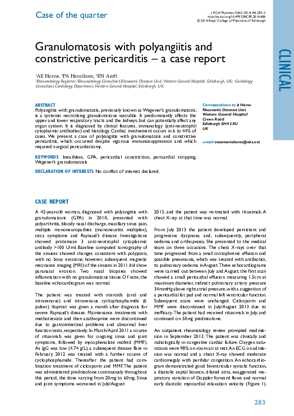 (PDF) Granulomatosis with polyangiitis and constrictive pericarditis ...