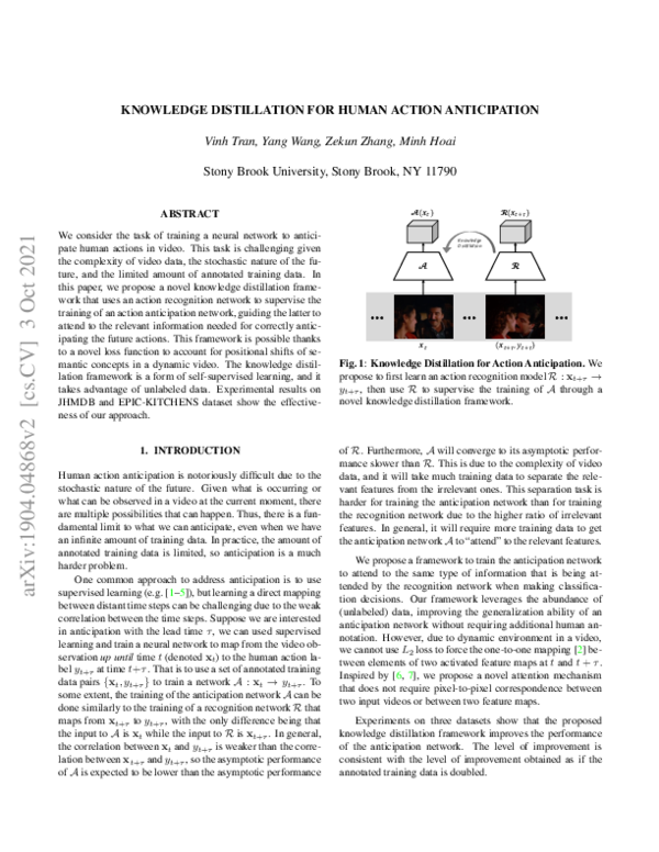 (PDF) Knowledge Distillation for Human Action Anticipation