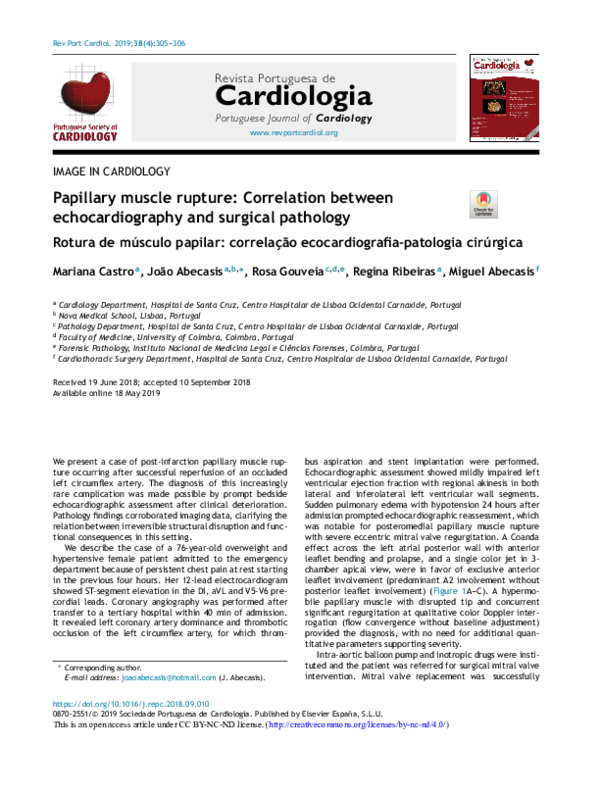 (PDF) Papillary muscle rupture: Correlation between echocardiography ...