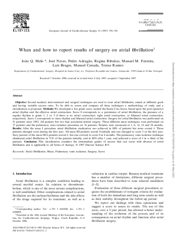 (PDF) When and how to report results of surgery on atrial fibrillation