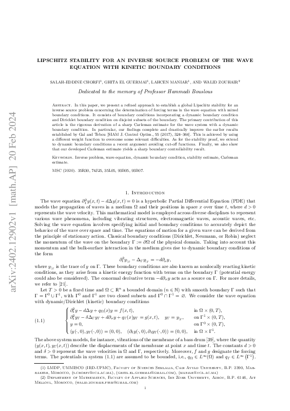 (PDF) Lipschitz stability for an inverse source problem of the wave ...
