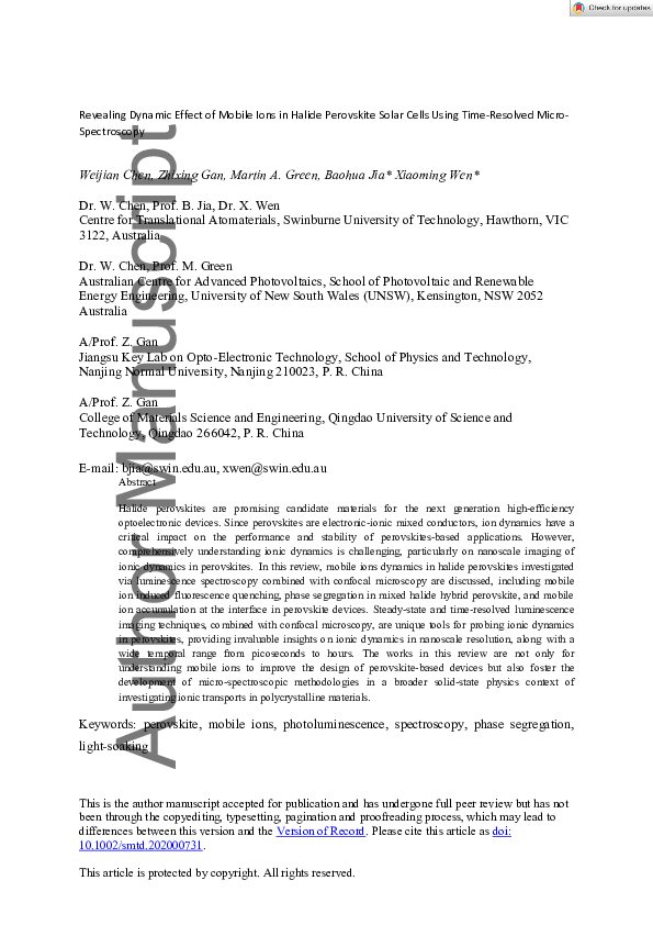(PDF) Revealing Dynamic Effects of Mobile Ions in Halide Perovskite ...