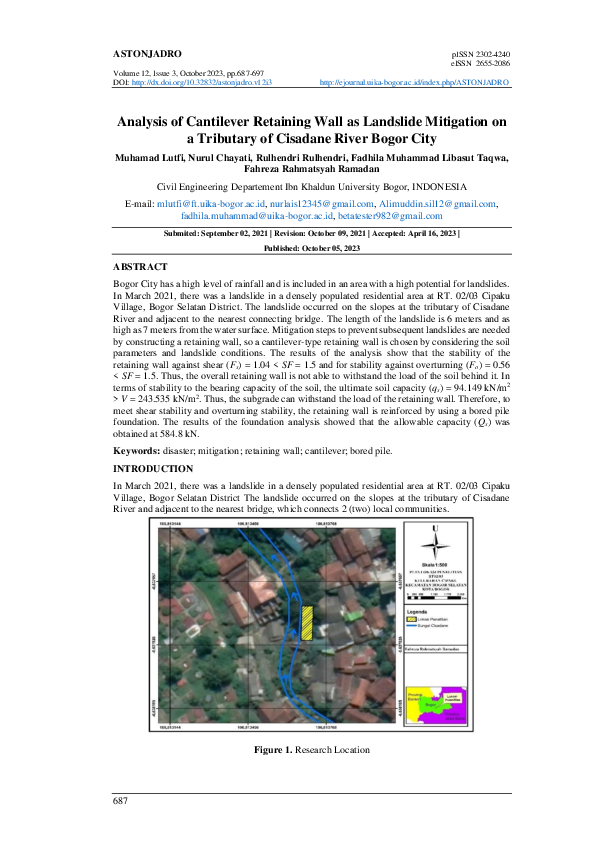 (PDF) Analysis of Cantilever Retaining Wall as Landslide Mitigation on ...