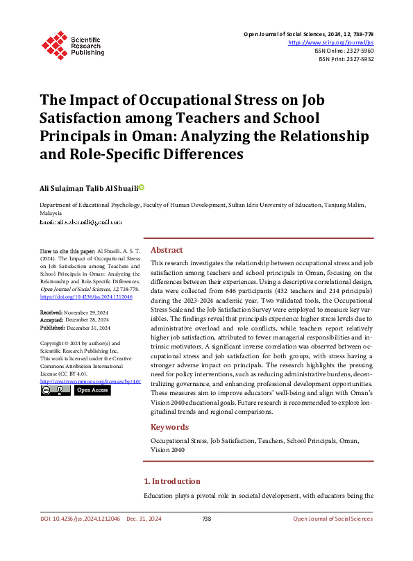 (PDF) The Impact of Occupational Stress on Job Satisfaction among ...