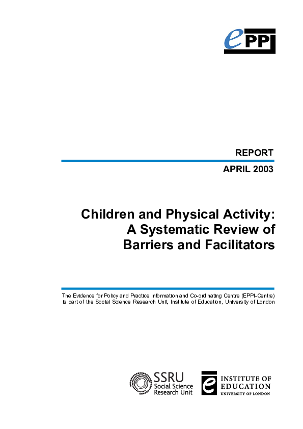 (PDF) Children and physical activity: a systematic review of barriers ...