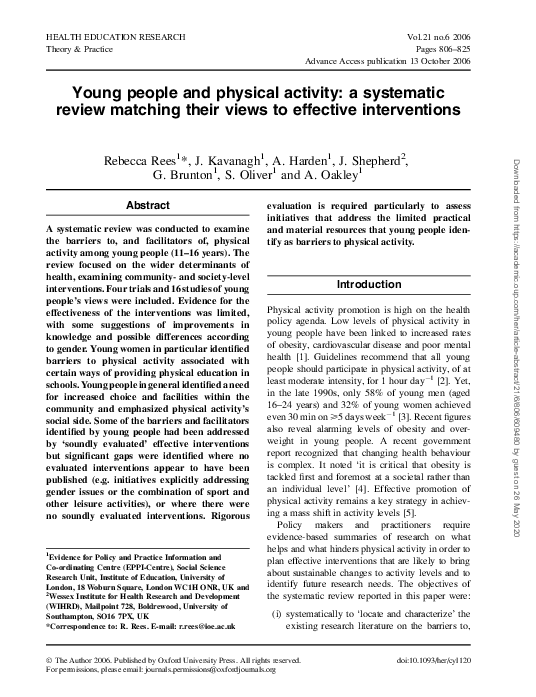 (PDF) Young people and physical activity: a systematic review matching ...