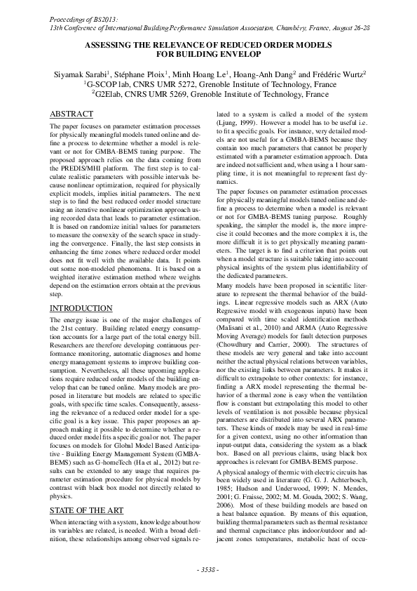 (PDF) Assessing The Relevance Of Reduced Order Models For Building Envelop