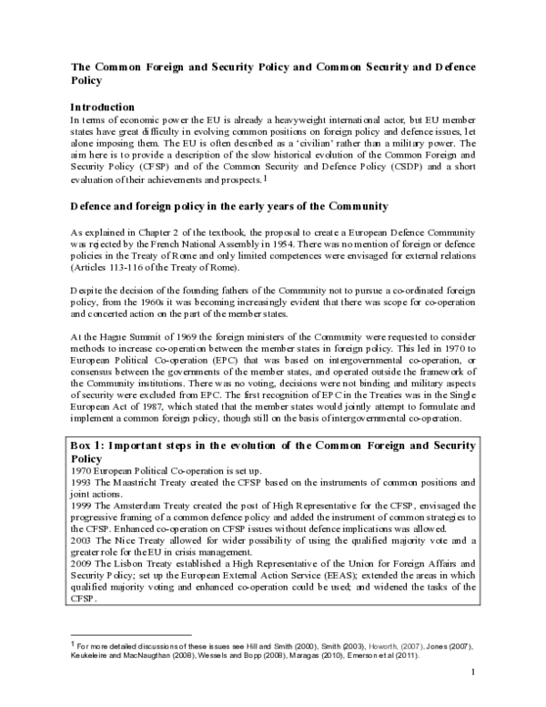 (PDF) The Common Foreign and Security Policy and Common Security and ...