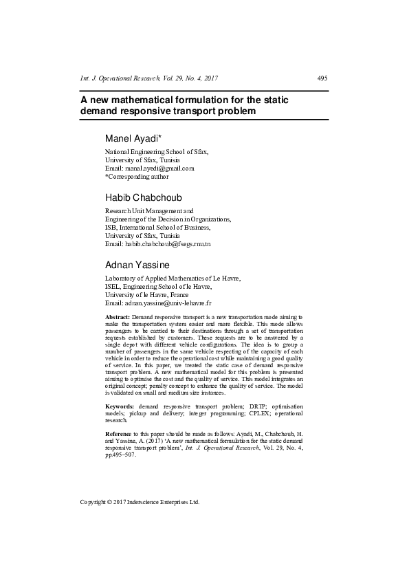 (PDF) A new mathematical formulation for the static demand responsive ...