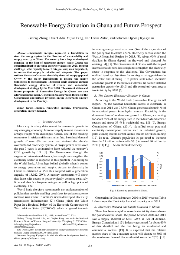 (PDF) Renewable Energy Situation in Ghana and Future Prospect