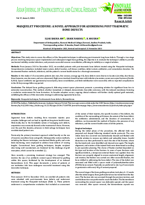 (PDF) MASQUELET PROCEDURE: A NOVEL APPROACH FOR ADDRESSING POST ...