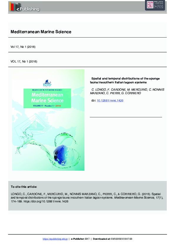 (PDF) Spatial and temporal distributions of the sponge fauna insouthern ...