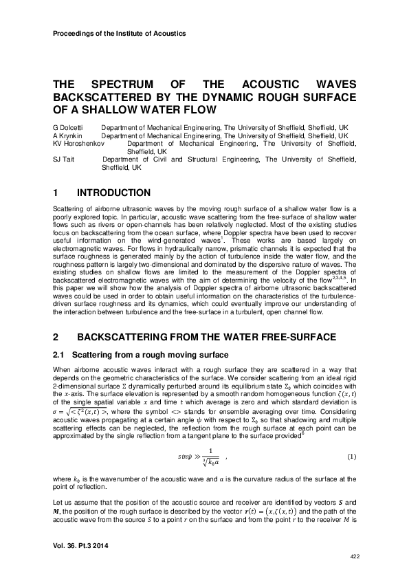(PDF) The Spectrum of the Acoustic Waves Backscattered by the Dynamic ...